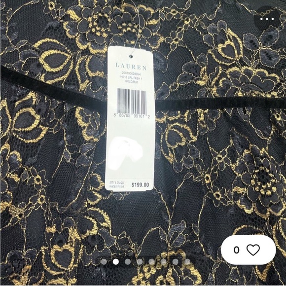 LAUREN RALPH LAUREN Skirt Womens 14 Black Gold Lace Tier MIDI Cocktail - Picture 14 of 14